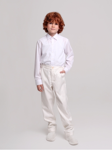 Брюки классические для мальчика белые с золотой полоской BRN0919