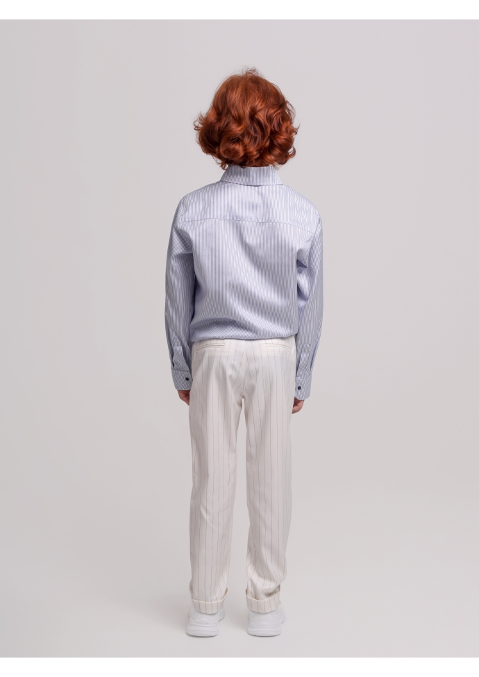 Брюки классические для мальчика белые с золотой полоской BRN0919