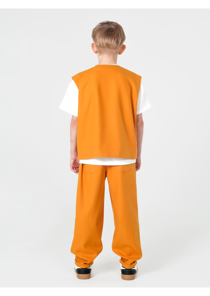 Детский костюм для мальчика горчичный: жилет и брюки свободного кроя, стильный комплект Nino Kids KCN0958