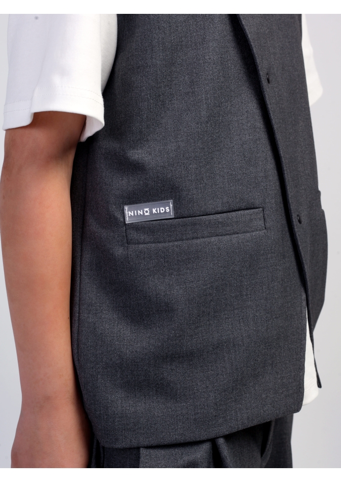 Детский костюм для мальчика серый: жилет и брюки свободного кроя, стильный комплект Nino Kids KCN0960