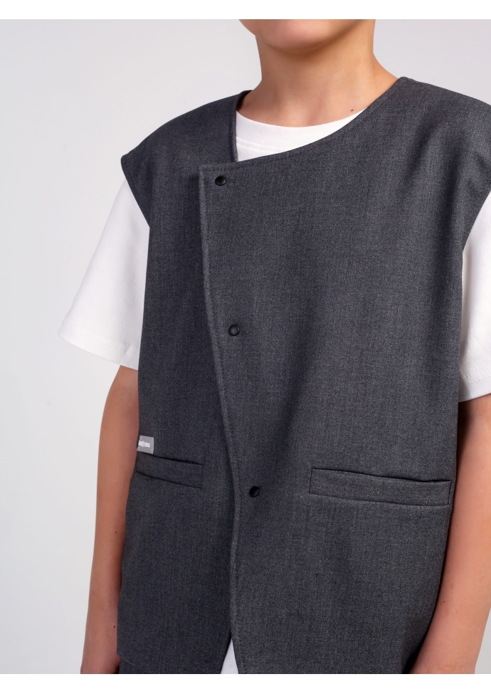 Детский костюм для мальчика серый: жилет и брюки свободного кроя, стильный комплект Nino Kids KCN0960