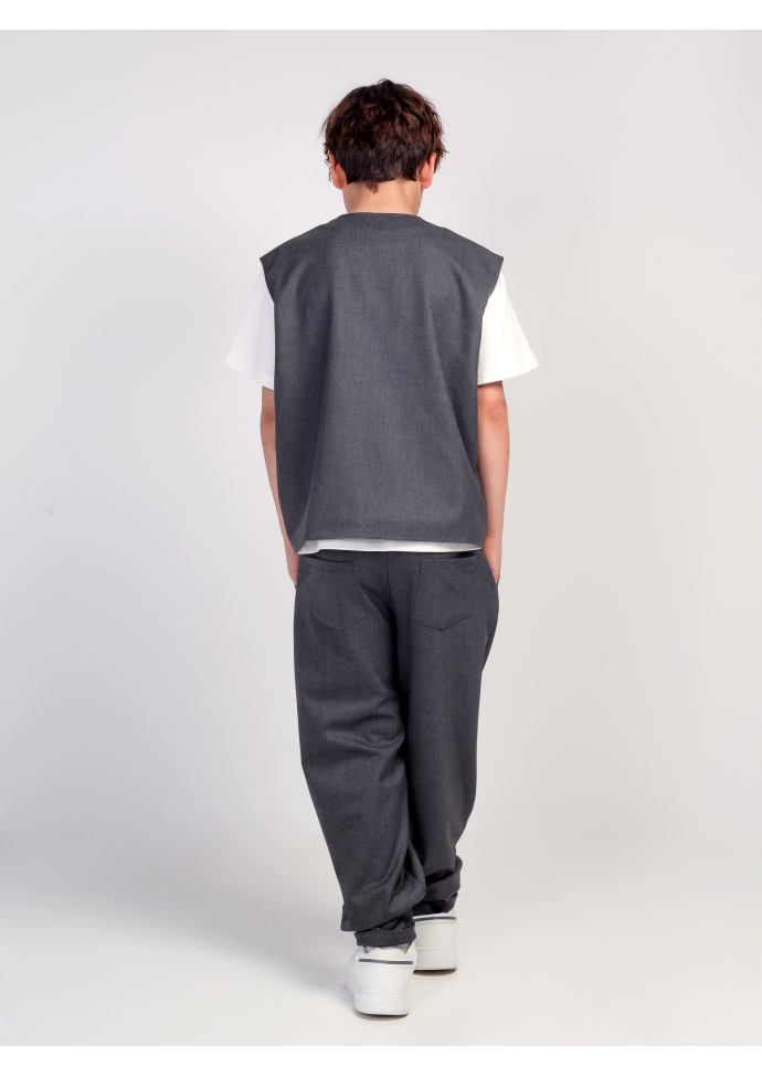 Детский костюм для мальчика серый: жилет и брюки свободного кроя, стильный комплект Nino Kids KCN0960