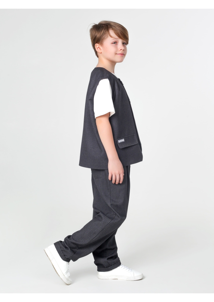 Детский костюм для мальчика серый: жилет и брюки свободного кроя, стильный комплект Nino Kids KCN0961