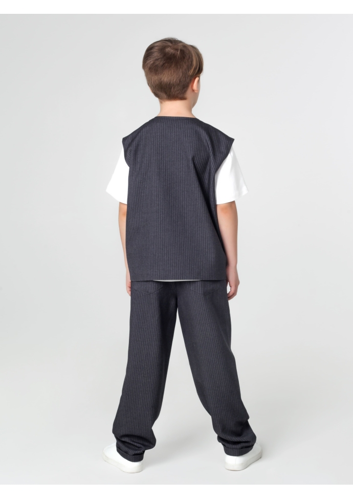 Детский костюм для мальчика серый: жилет и брюки свободного кроя, стильный комплект Nino Kids KCN0961
