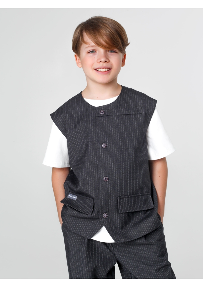Детский костюм для мальчика серый: жилет и брюки свободного кроя, стильный комплект Nino Kids KCN0961