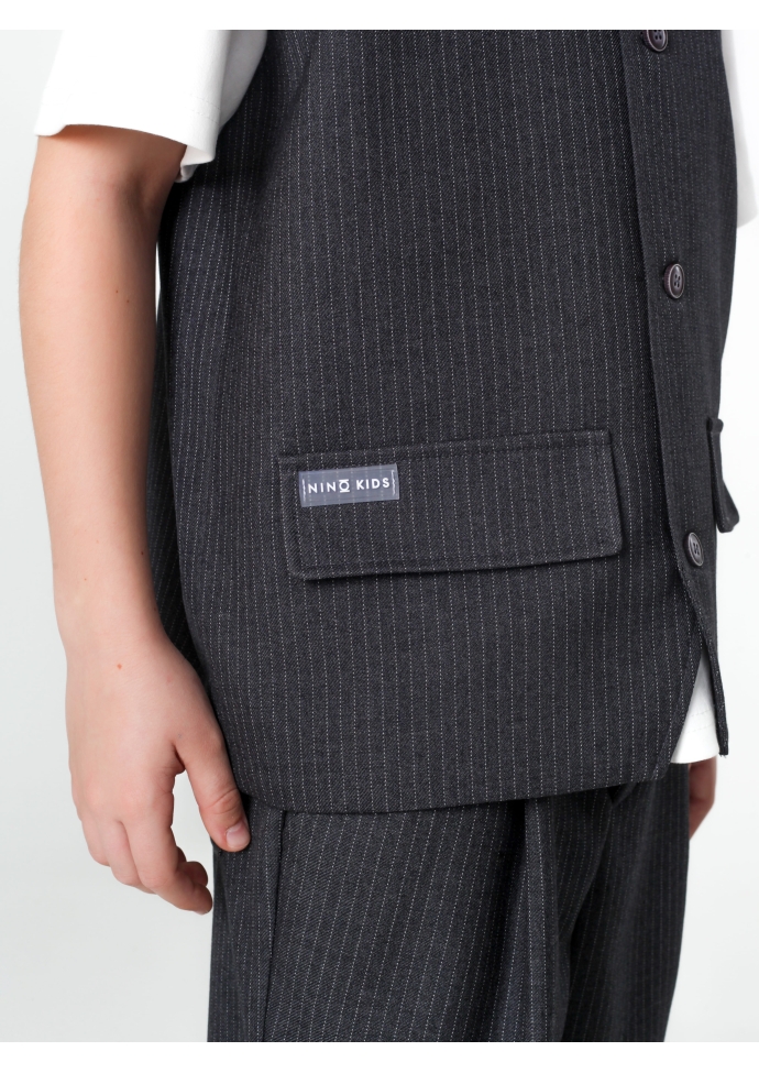 Детский костюм для мальчика серый: жилет и брюки свободного кроя, стильный комплект Nino Kids KCN0961
