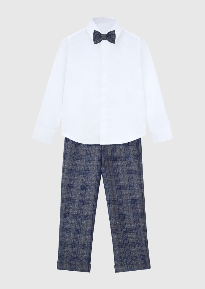 Купить брюки для мальчика серо-синие nino387 в интернет магазине детскойодежды Nino kids