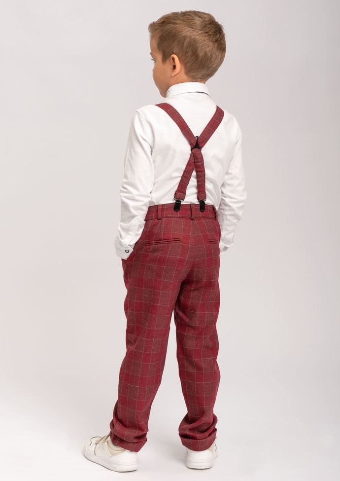 Купить брюки для мальчика с подтяжками темно-бордовые nino282 в интернетмагазине детской одежды Nino kids