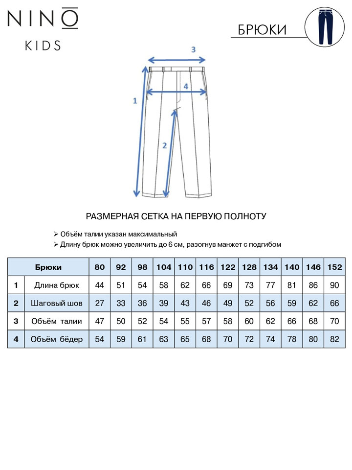 Таблица размеров брюк